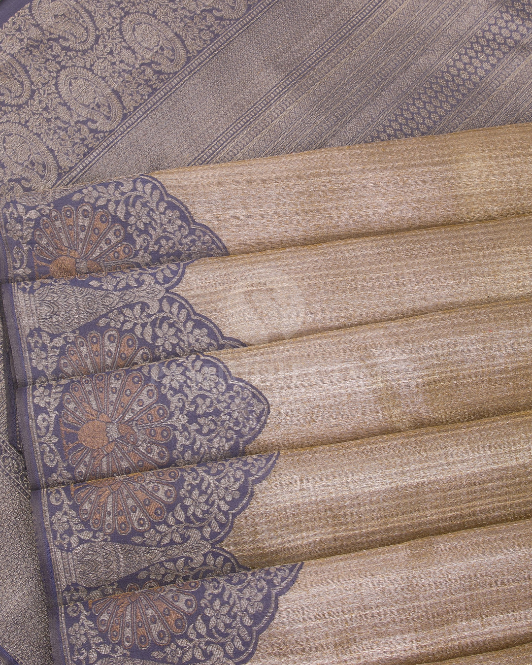 Gold And Grey Organza Kanjivaram Silk Saree - S1021(C) - View 4