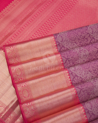 African Violet Zari Kanjivaram Silk Saree - S845 - View 5