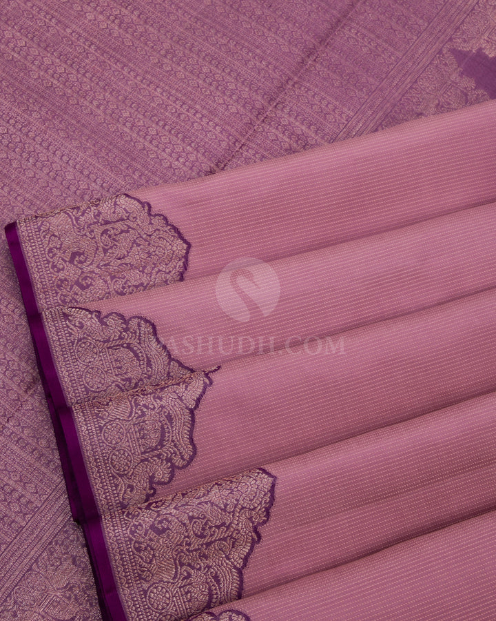 Mauve & Violet Kanjivaram Silk Saree - S764- VIew 5