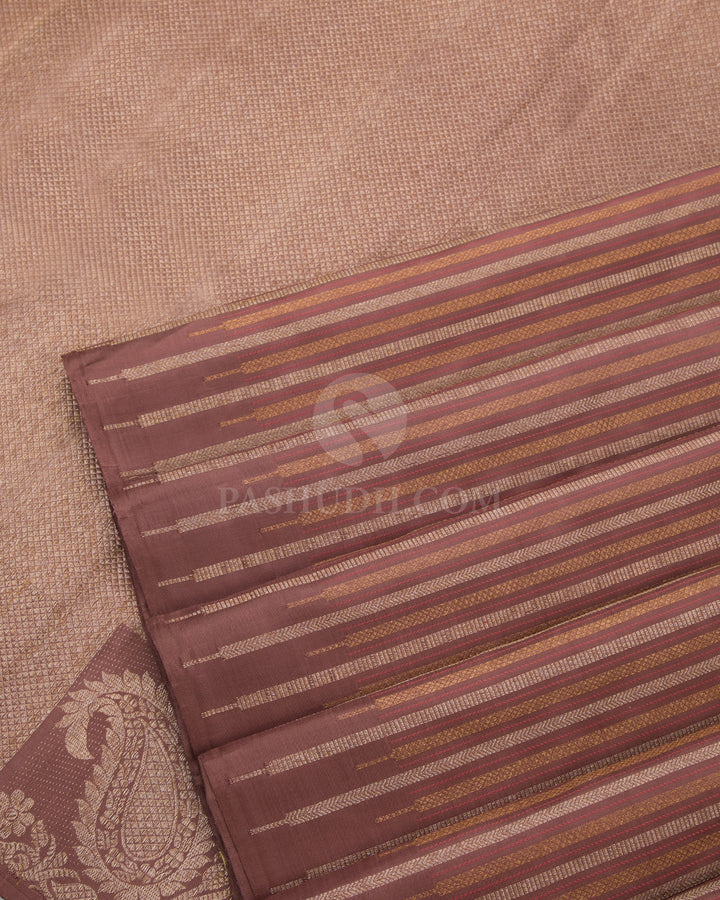 Chocolate & Parrot Green Kanjivaram Silk Saree - S766 - View 5