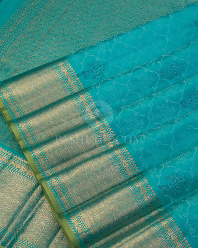 Aqua Blue kanjivaram Silk Saree - DJ272(B) - View 3