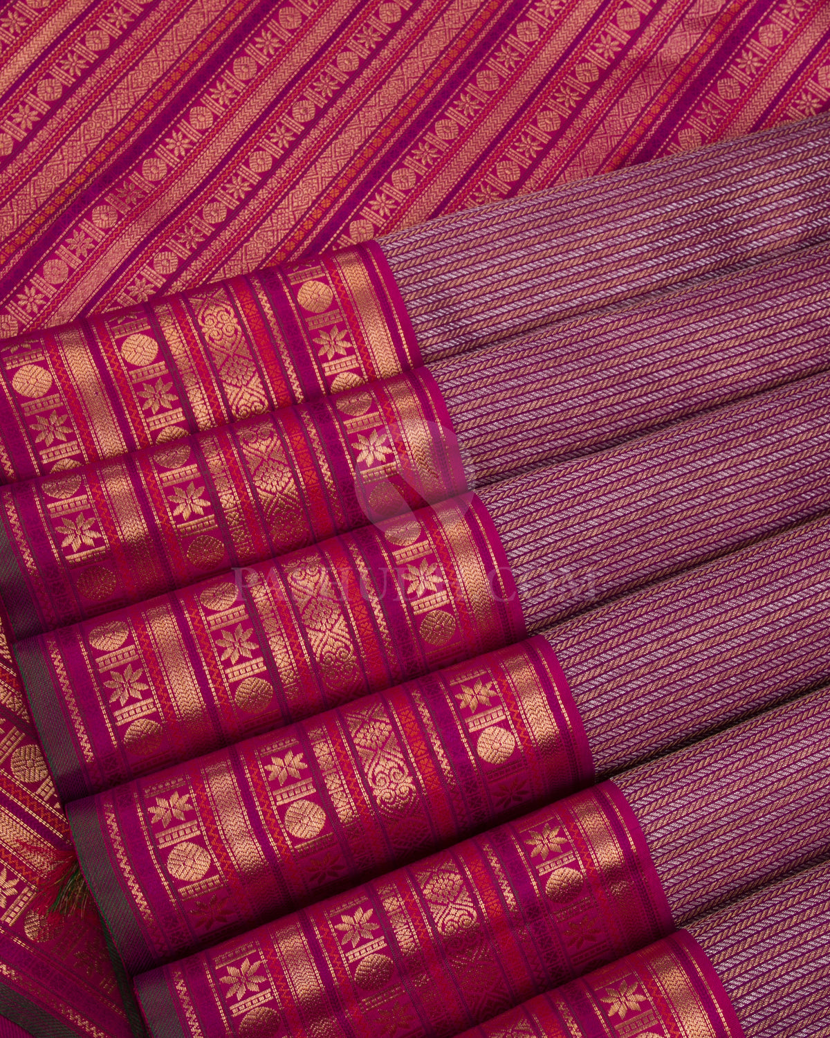 Violet & Magenta Kanjivaram Silk Saree - S1062(B) - View 4