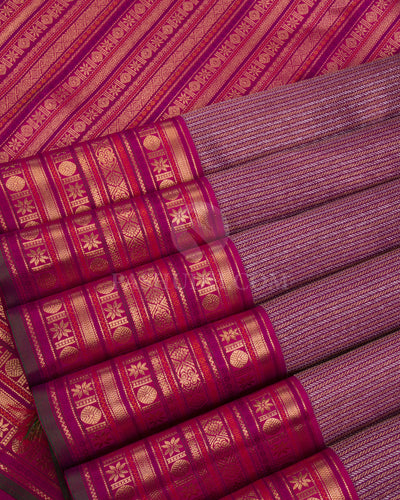 Violet & Magenta Kanjivaram Silk Saree - S1062(B) - View 4