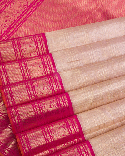 Gold & Rani Pink Kanjivaram Silk Saree - S1119(A) - View 4