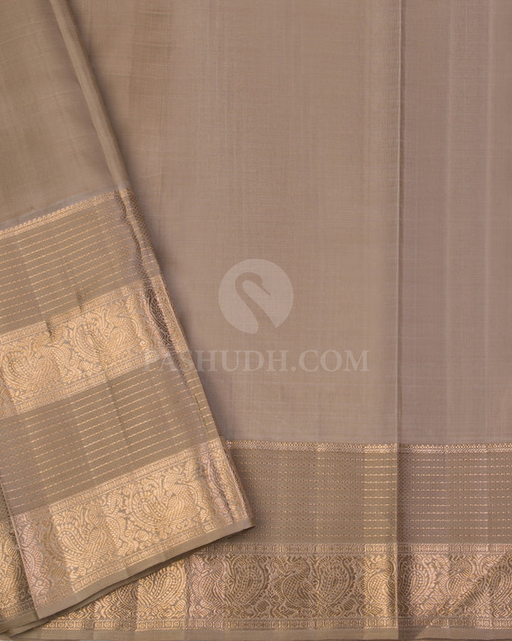 Black & Greige Kanjivaram Silk Saree - S977 - View 3