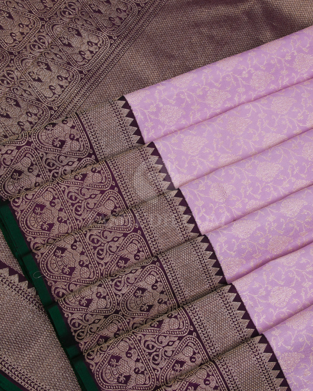 Lilac & Purple Kanjivaram Silk Saree - S1019(B) - View 4
