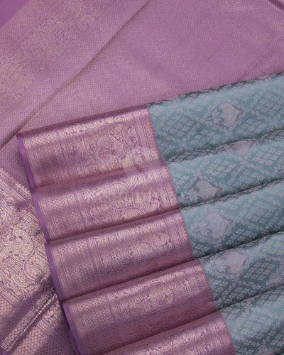 Pastel Blue and Lavender Kanjivaram Silk Saree - D456 - View 4