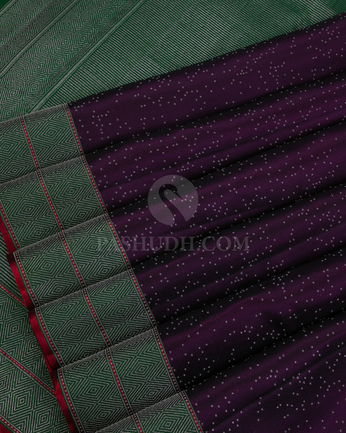 Violet and Forest Green Kanjivaram Silk Saree - DJ275(C) - View 3