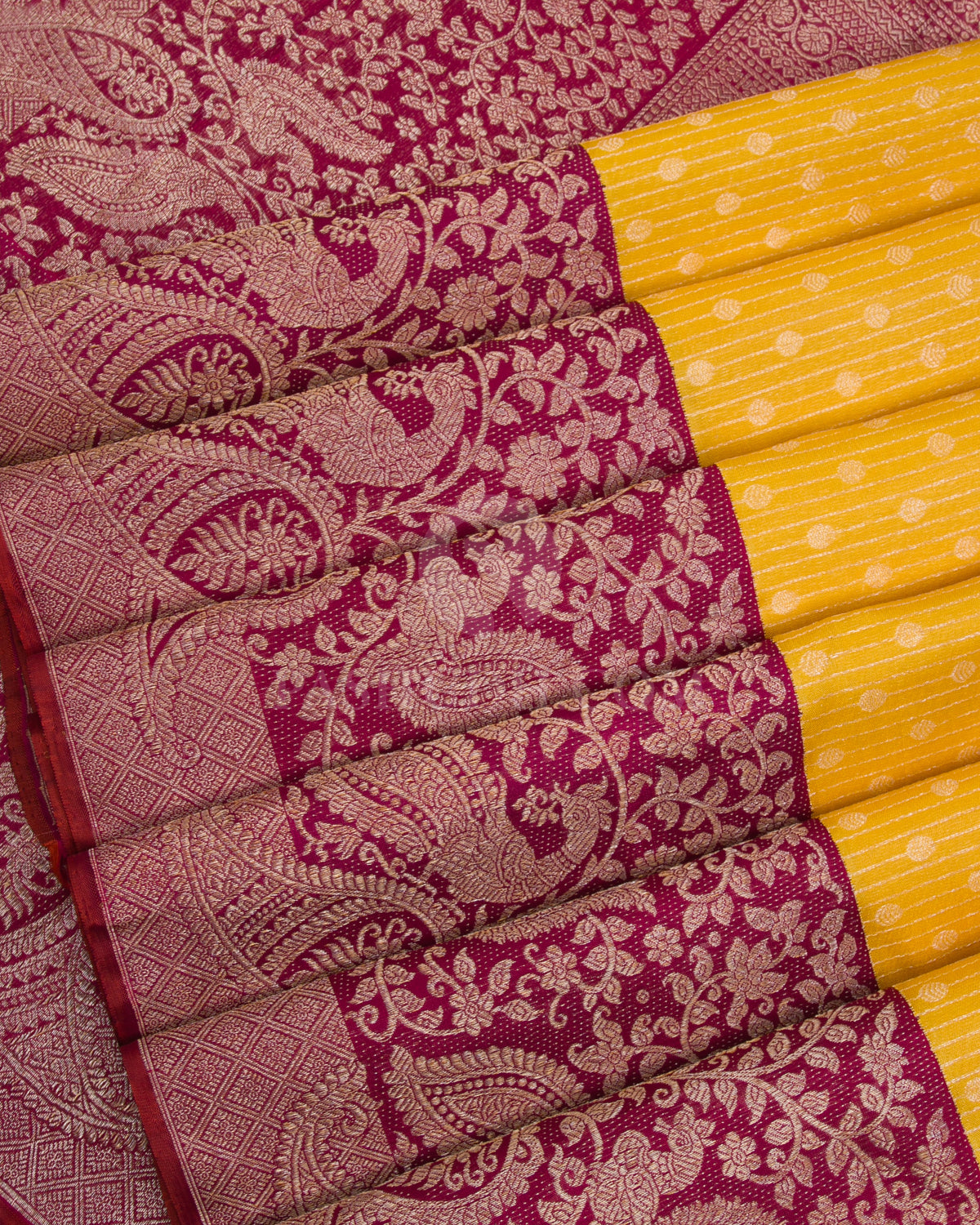 Yellow & Magenta Kanjivaram Silk Saree - S1113(A) - View 4
