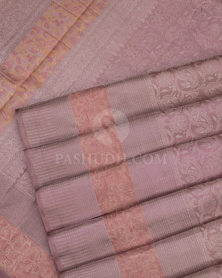 Pastel Mauve Kanjivaram Silk Saree - DT186 -View 4