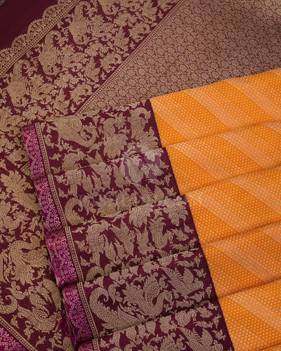 Light Orange & Maroon Kanjivaram Silk Saree - S890 View 5
