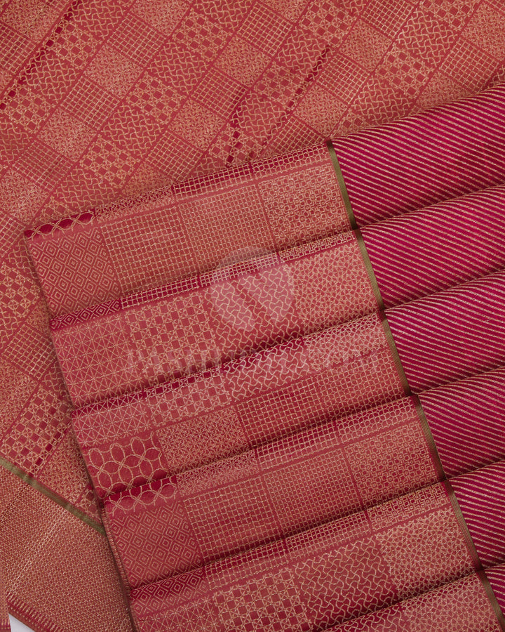 Raspberry Pink Kanjivaram Silk Saree - DJ192 - View 4