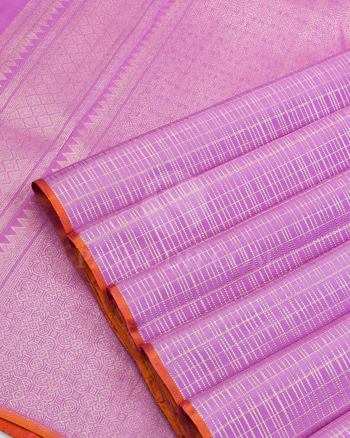 Lavender and Rust Orange Kanjivaram Silk Saree - S926