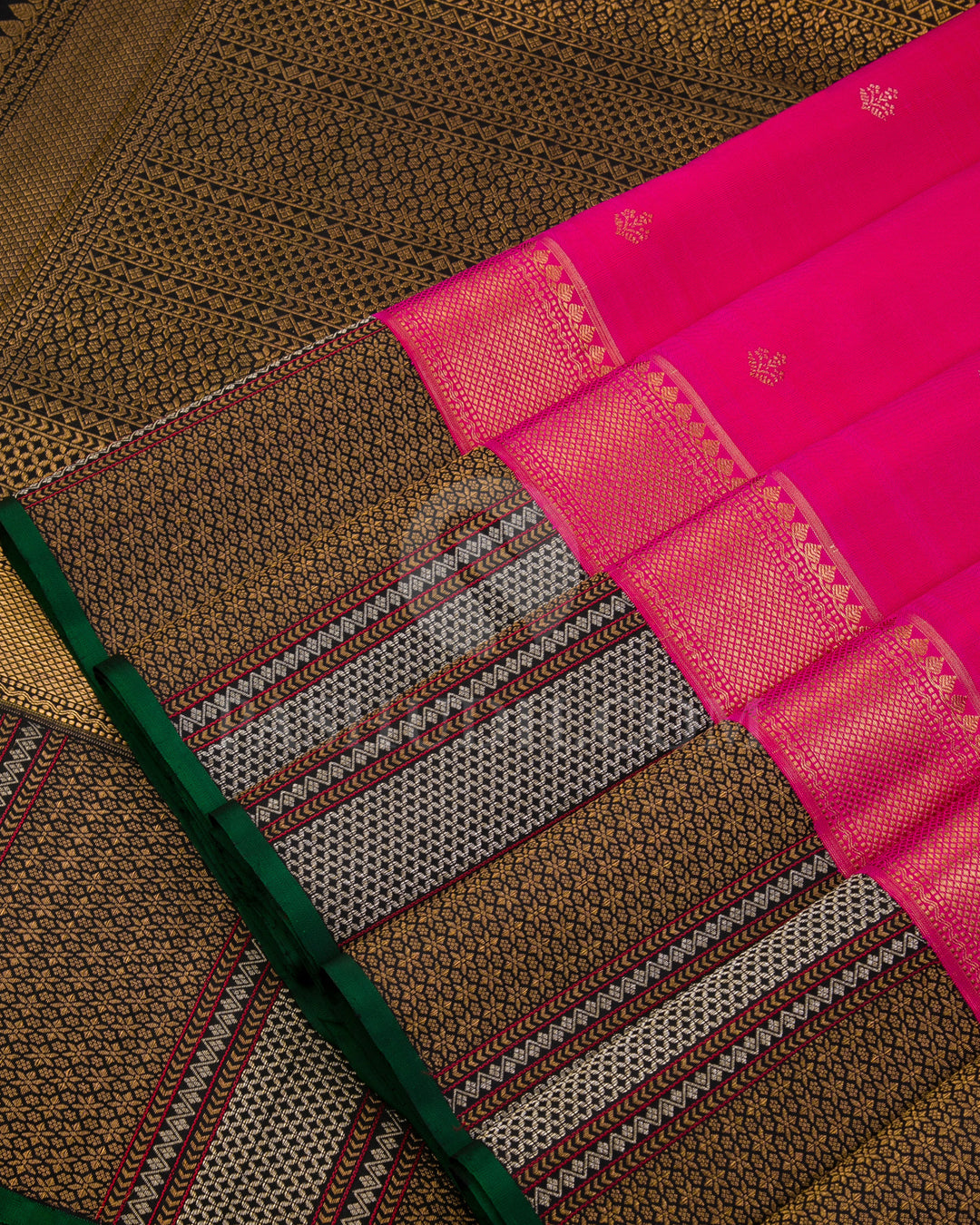 Rani Pink and Black Kanjivaram Silk Saree - S952