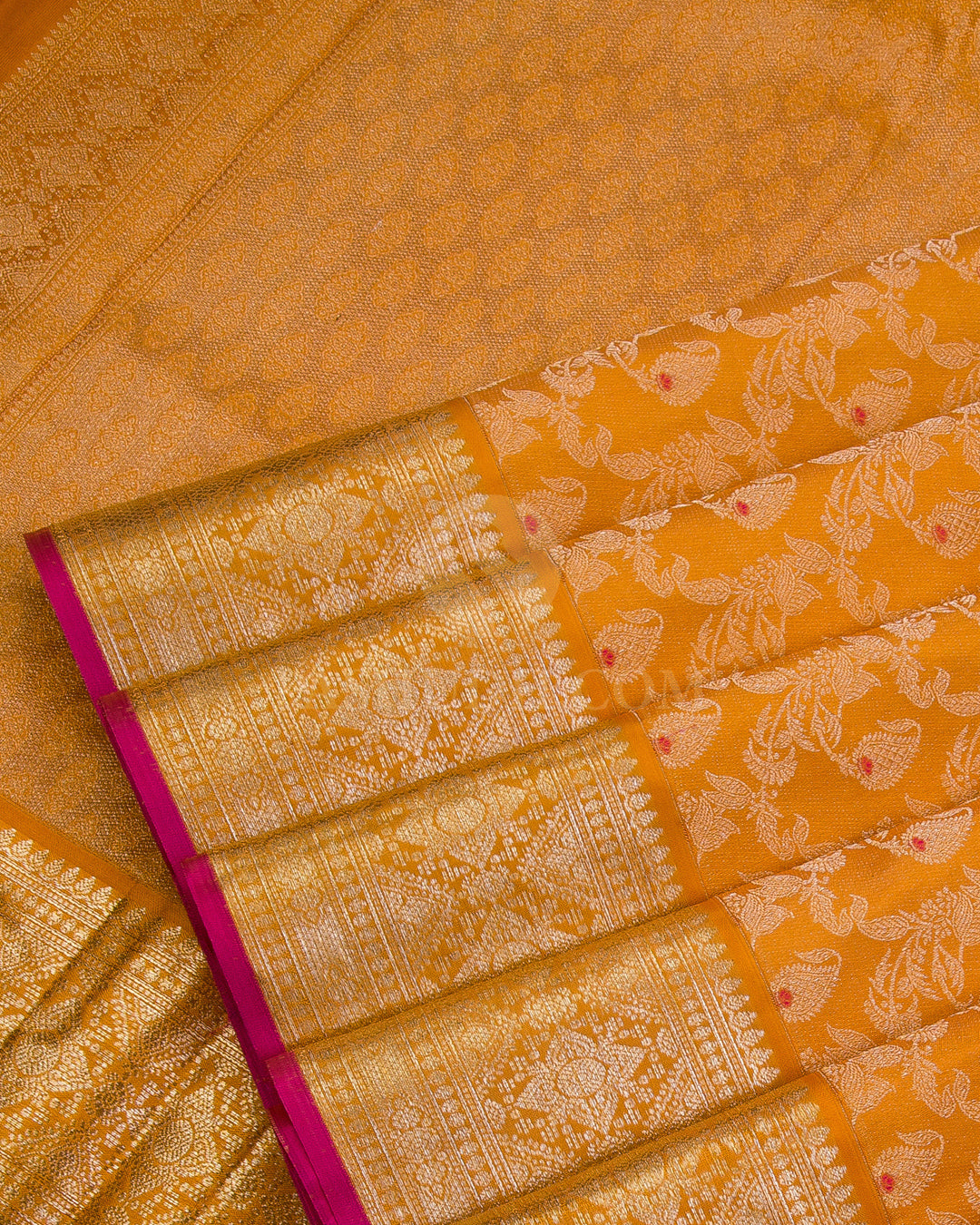 Orange and Pink Kanjivaram Silk Saree - DJ268