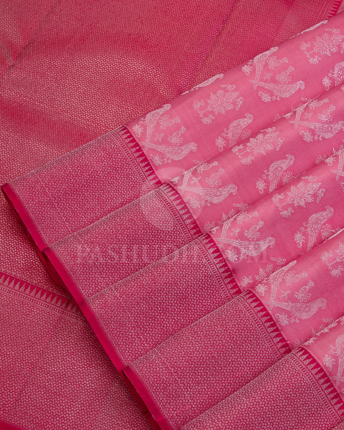 Baby Pink and Mulberry Pink Kanjivaram Silk Saree - DT229