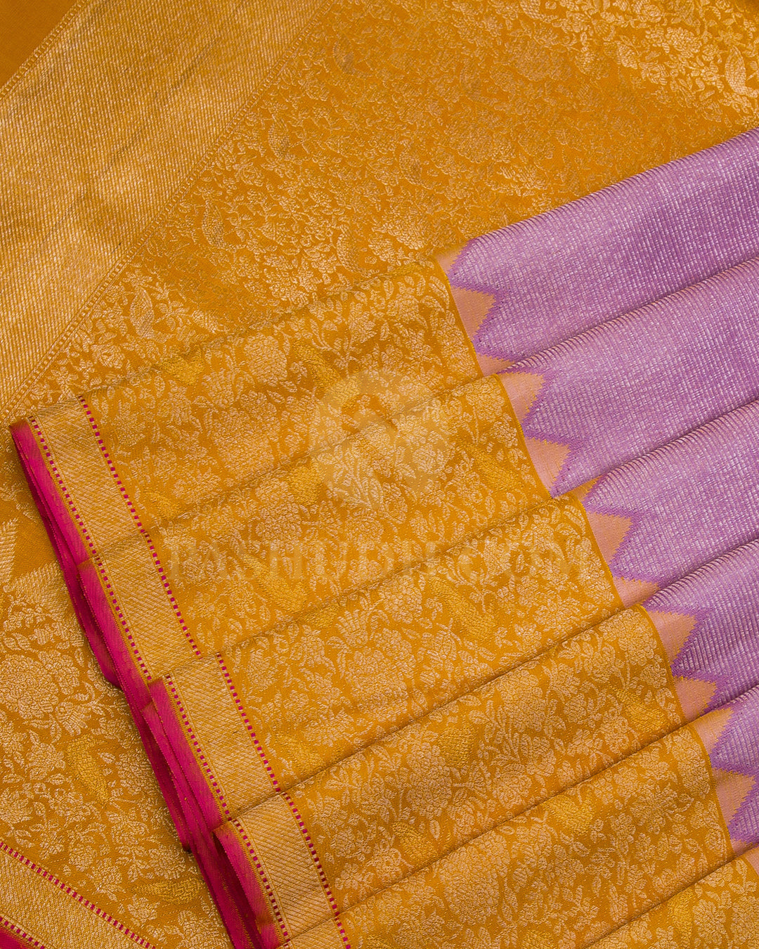 Lavender and Amber Yellow Kanjivaram Silk Saree - S954