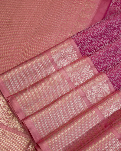 Taffy Pink and Crepe Pink Kanjivaram Silk Saree - DT239