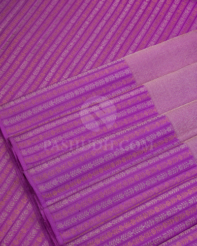 Lavender and Rust Orange Kanjivaram Silk Saree - S962