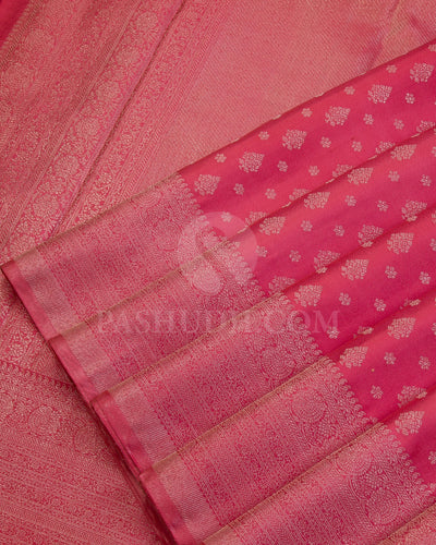 Watermelon Pink Kanjivaram Silk Saree - D488