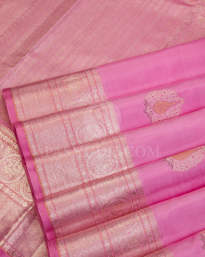 Baby Pink and Red Kanjivaram Silk Saree - S932