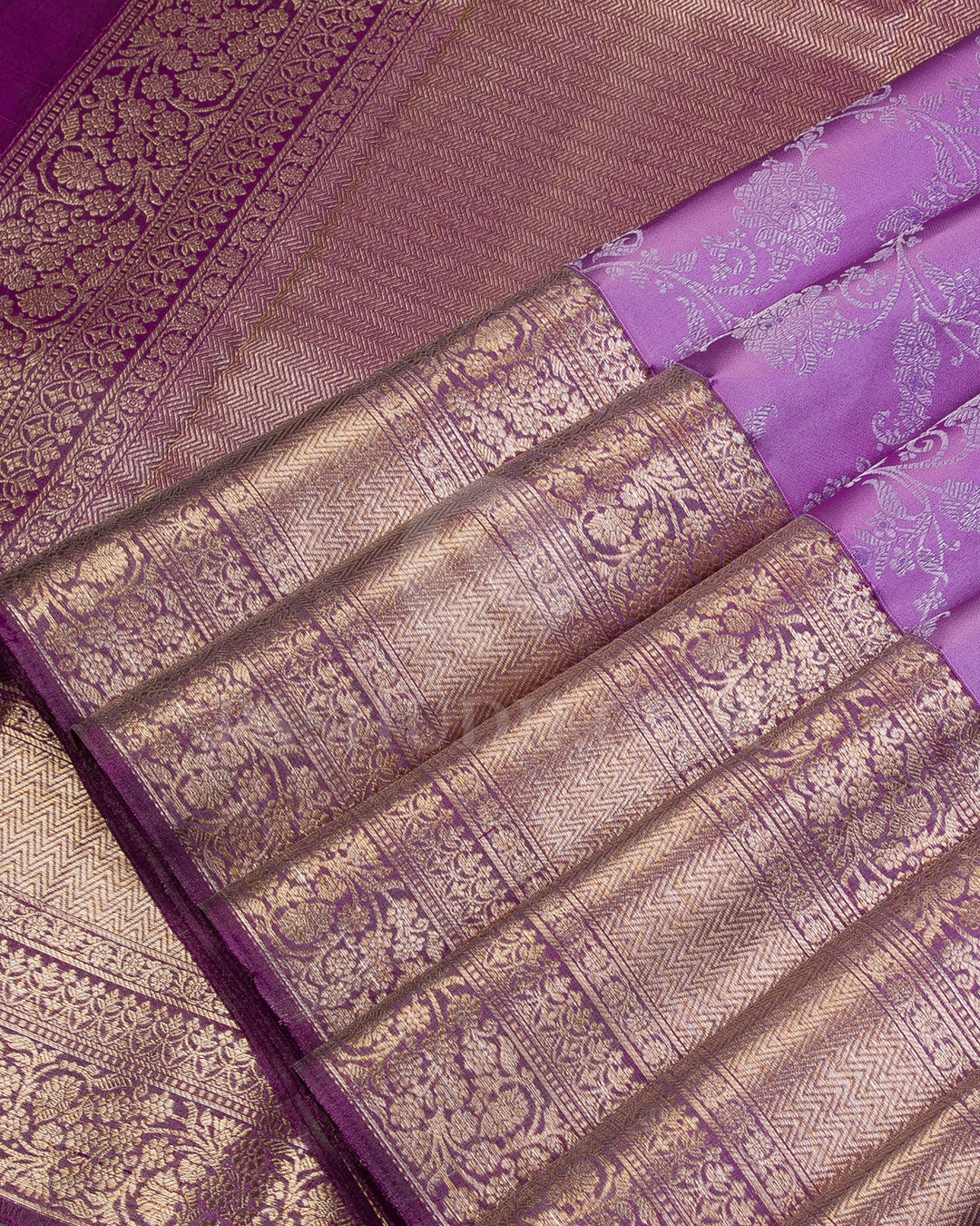 Lavender and Violet Kanjivaram Silk Saree - D480