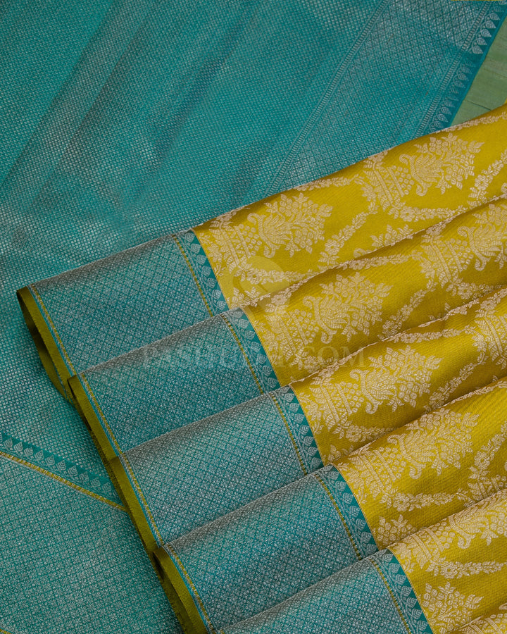 Light Green & Blue Green Kanjivaram Silk Saree -DT233
