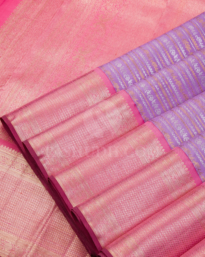 Lavender and Baby Pink Kanjivaram Silk Saree - S951