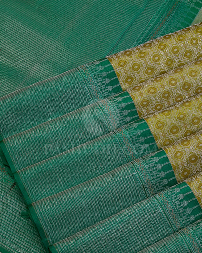 Olive Green and Persian Green Kanjivaram Silk Saree - DT228