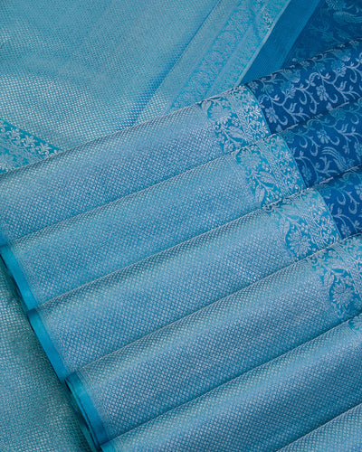 Teal Blue and Satin Blue Kanjivaram Silk Saree - DT231