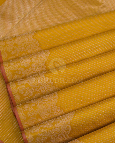 Pale Mustard Kanjivaram Silk Saree - D512(B) - View 3