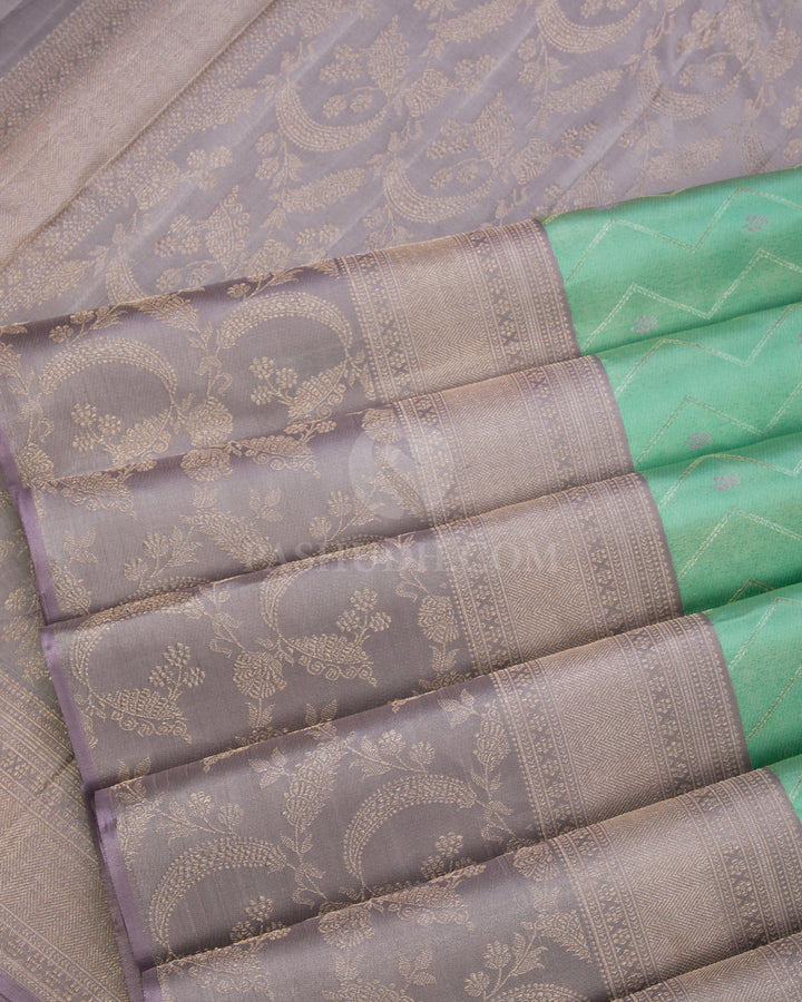 Sea Green & Grey Kanjivaram Silk Saree -DJ239