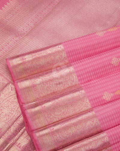 Light Pink & Blue Kanjivaram Silk Saree - S828- View 5