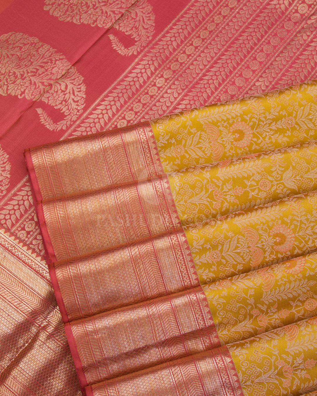 Mustard Kanjivaram Silk Saree - D463 - View 3