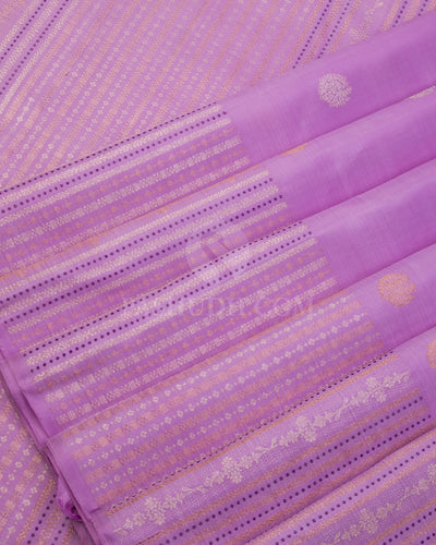 Lavender & Aubergine Kanjivaram Silk Saree - S1030(B) - View 4