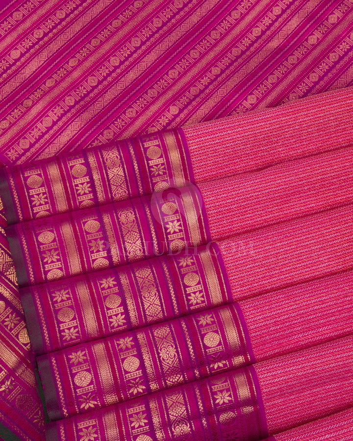 Rani Pink And Violet Kanjivaram Silk Saree - S1062(C) - View 4