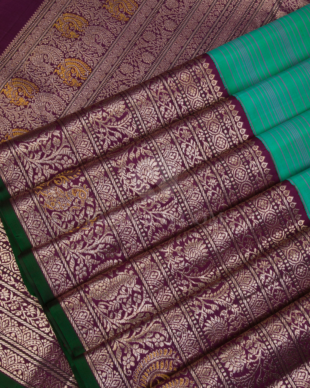 Ramar Green & Purple Kanjivaram Silk Saree - S1013(A) - View 4