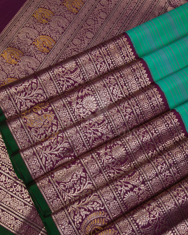 Ramar Green & Purple Kanjivaram Silk Saree - S1013(A) - View 4