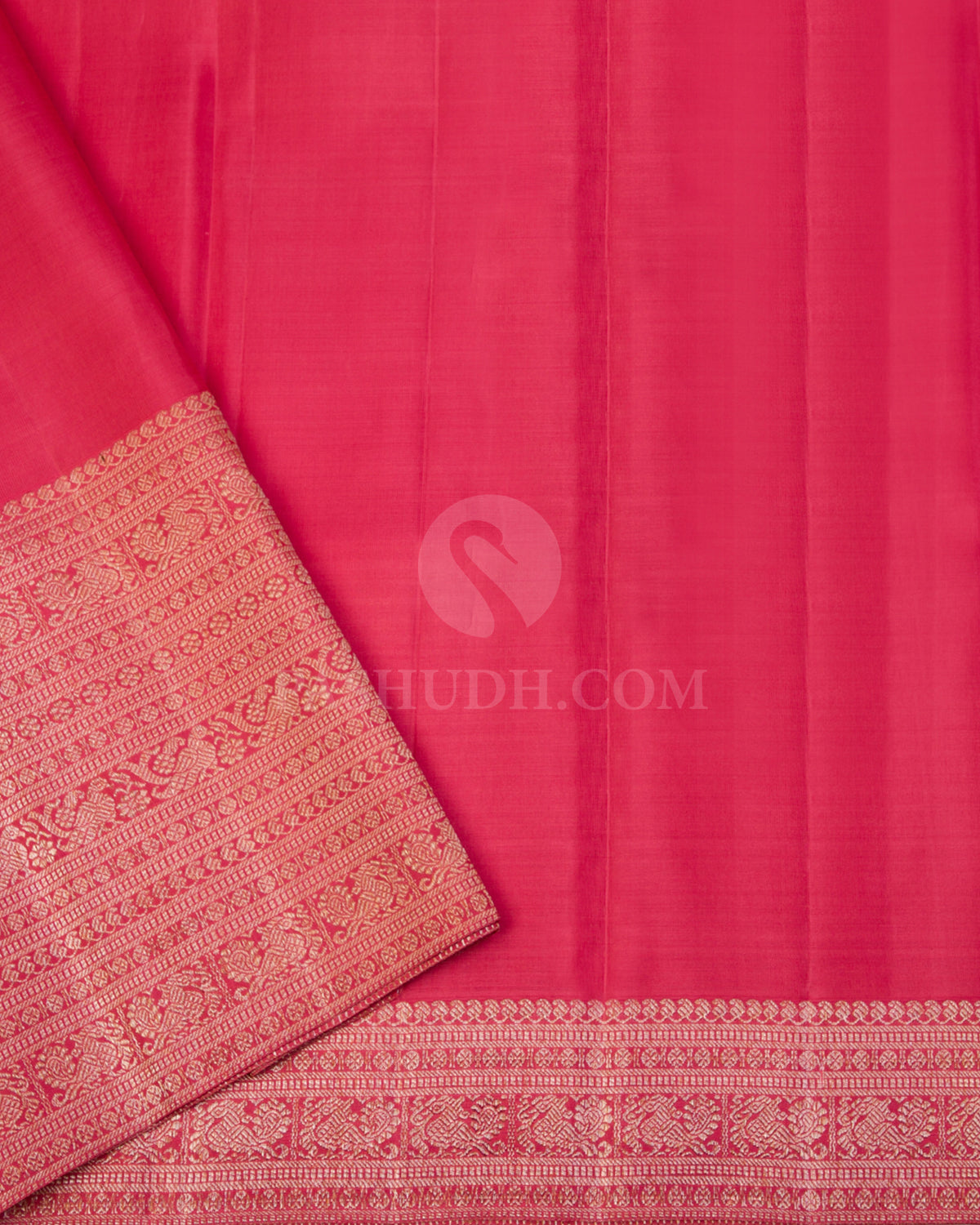 Pink Green & Coral Orange Kanjivaram Silk Saree - S988 -View 3