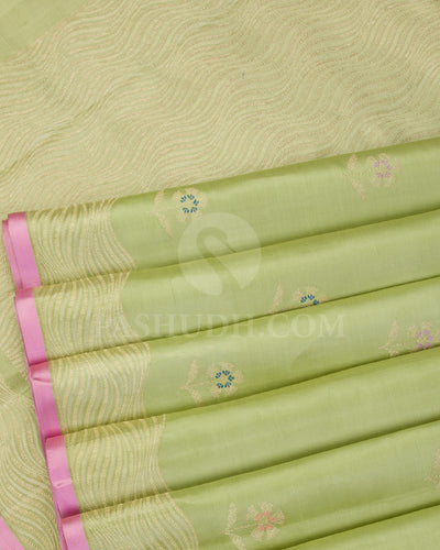Light Green and Pink Kanjivaram Silk Saree - S1061(C) - View 4