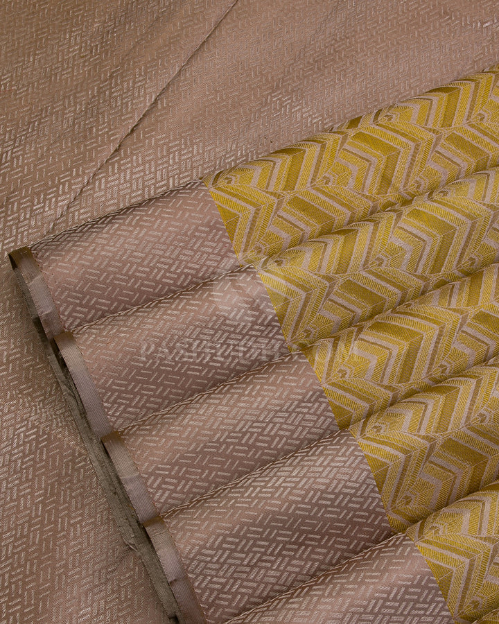 Mehendi Green and Mild Khaki Silver Zari  Kanjivaram Silk Saree - D487