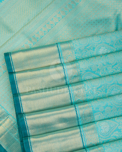 Sky Blue Pure Zari Kanjivaram Silk Saree - P154(B) - View 4