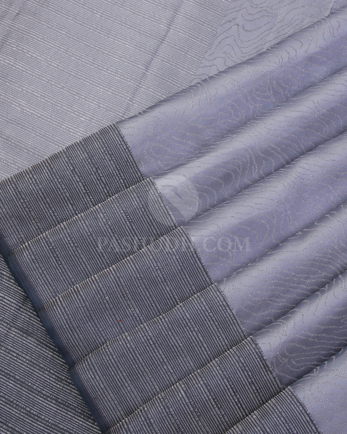Silver Grey & Dark Grey Kanjivaram Silk Saree - D507(A) - View 3