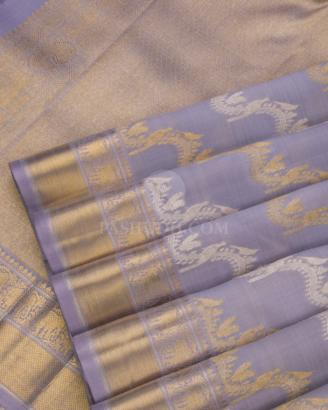 Grey Kanjivaram Silk Saree - P119 -View 5
