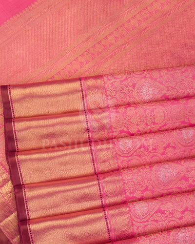 Taffy Pink Pure Zari Kanjivaram Silk Saree - P154(A) - View 4
