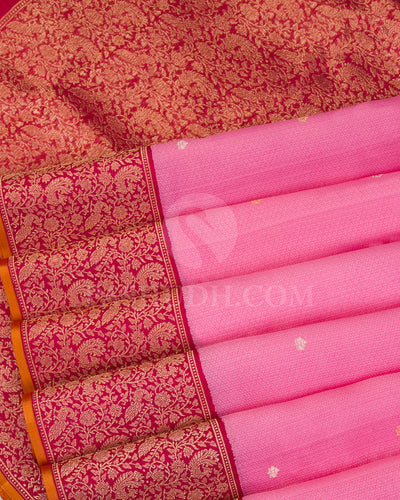 Rose Pink And Maroon Kanjivaram Silk Saree - S1181(A) - View 4