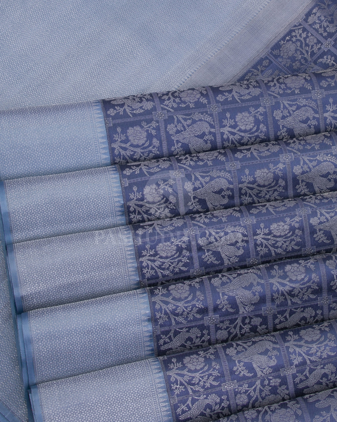 Steel Blue And Sky Blue Kanjivaram Silk Saree - DT243(C) - View 3