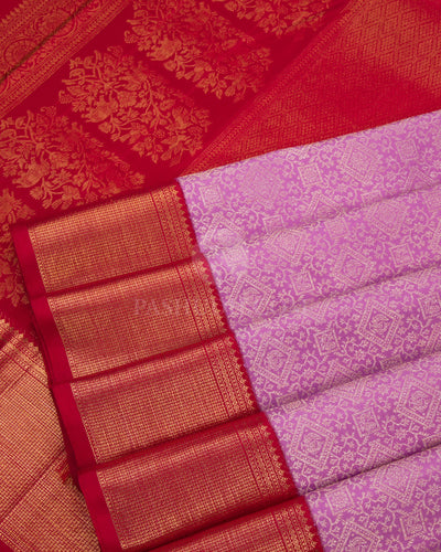 Lilac and Arakku Kanjivaram Silk Saree - S778 - View 5