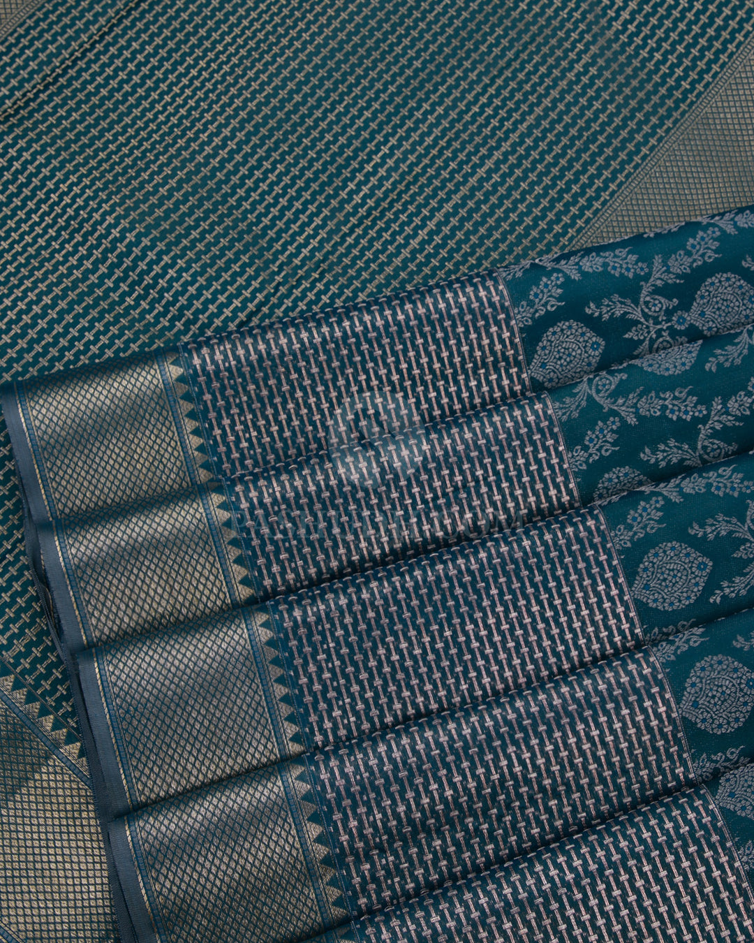 Teal Kanjivaram Silk Saree - DT195 _View 4