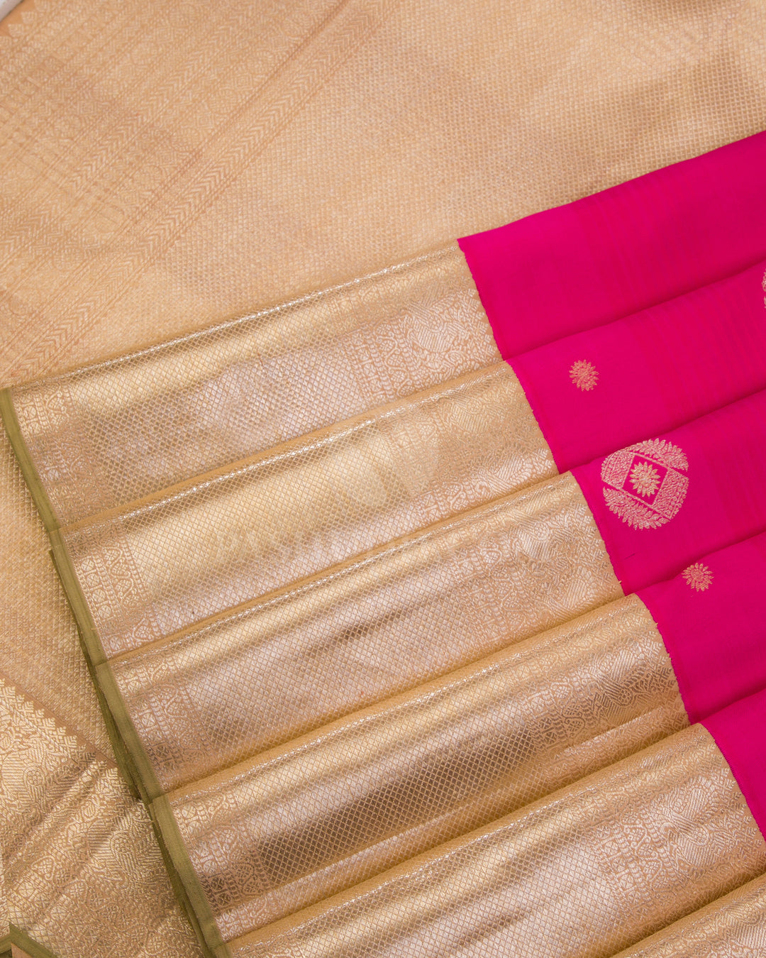 Pink & Beige Kanjivaram Silk Saree - S899 - View 5